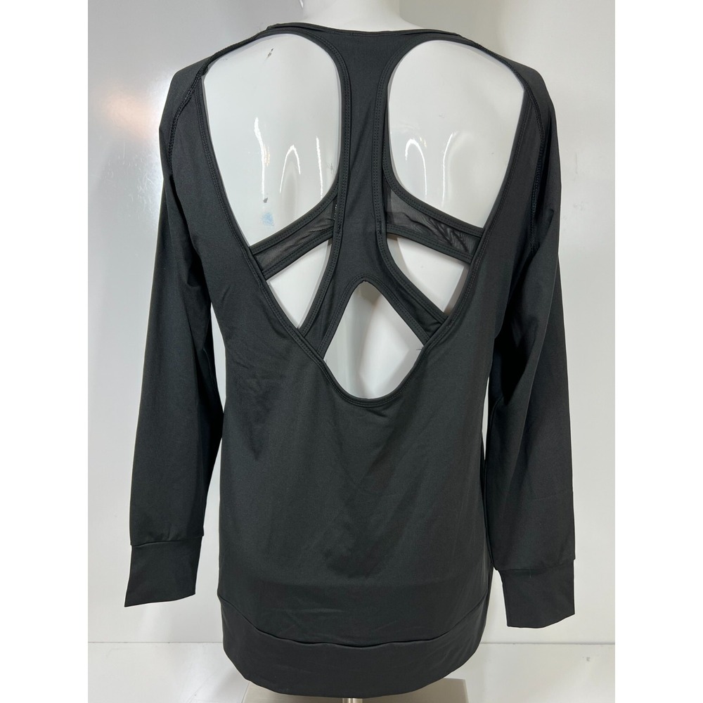 NWT LA Society Black Long Sleeve Razorback Workout Shirt LAY1606 Womens SZ XL